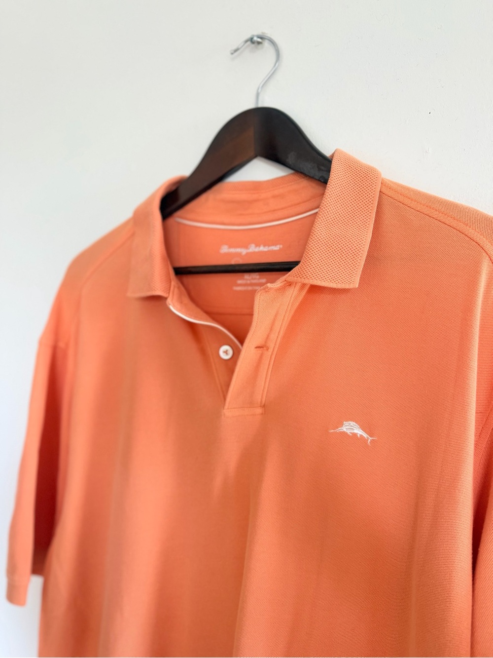 Tommy Bahama Orange Short-Sleeve Polo with Embroidered Marlin